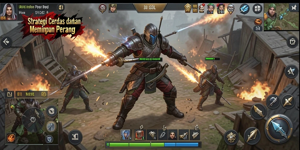 Screenshot gameplay <strong>33L</strong> menampilkan pertempuran strategis dan pengelolaan sumber daya.