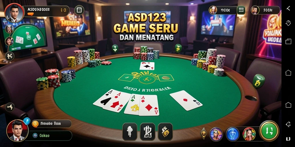 Tampilan utama gameplay Poker di ASD123 yang seru.