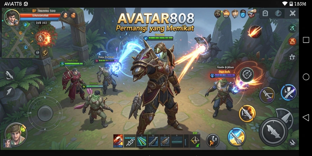 Screenshot utama AVATAR808 menampilkan pertempuran strategis yang mendebarkan.