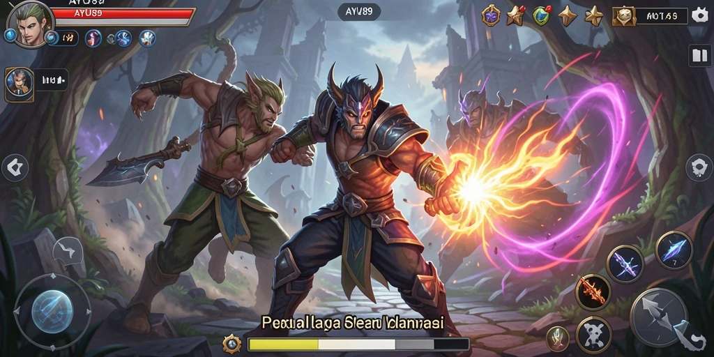 Screenshot gameplay AYU89 menampilkan aksi pertarungan yang mendebarkan.