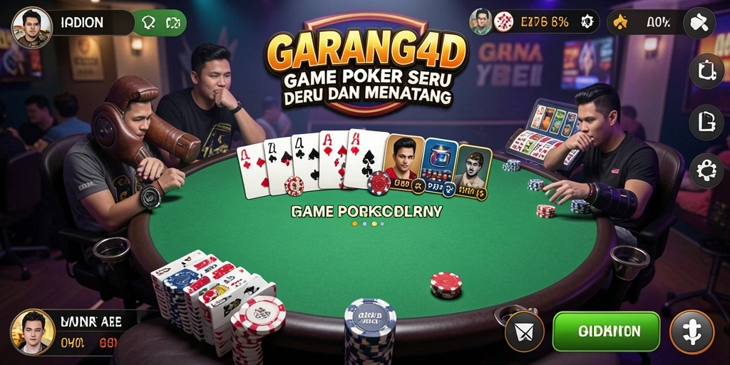 Screenshot gameplay poker di GARANG4D yang menarik dan seru.