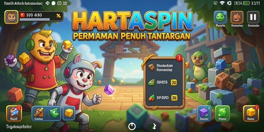 Tangkapan layar gameplay HARTASPIN yang menampilkan tantangan puzzle yang seru.