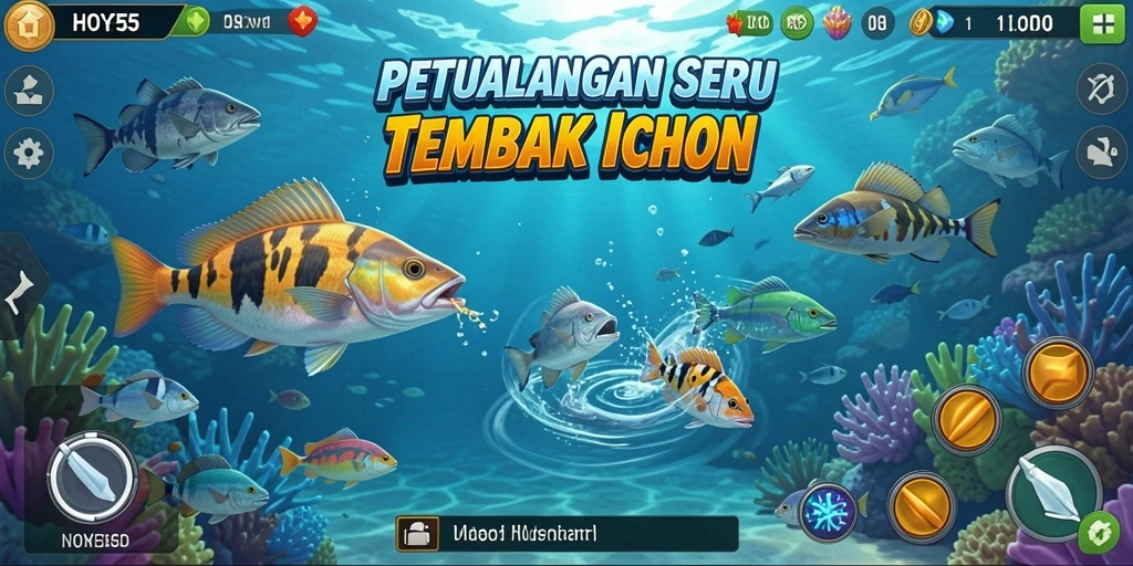 Tampilan gameplay seru Tembak Ikan di HOYE55.