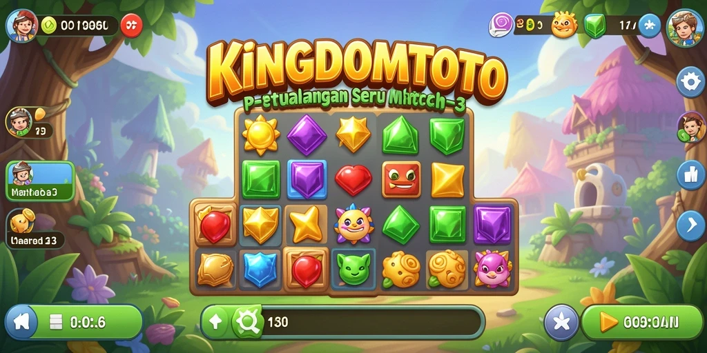 Tampilan screenshot KINGDOMTOTO dengan gameplay Match-3 yang seru.