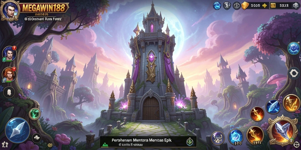 Tampilan gameplay epik dalam MEGAWIN188 dengan pertahanan menara yang strategis.