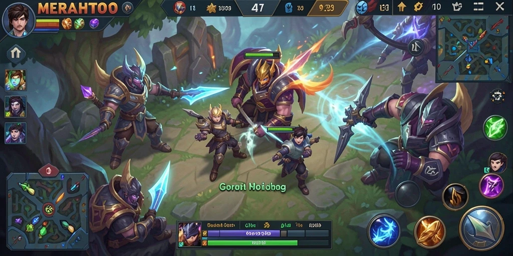 Tampilkan aksi seru dalam gameplay MOBA MERAHTOTO.