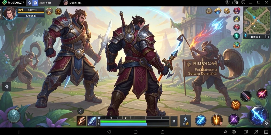 Screenshot gameplay MUSTANG77 menampilkan aksi pertarungan yang seru.