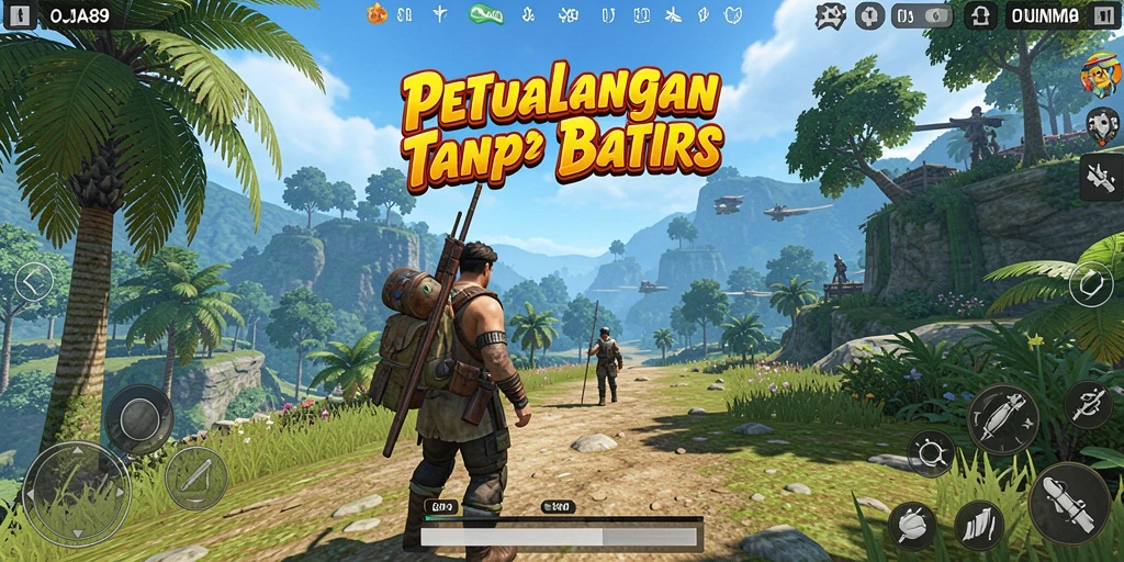 Screenshot menunjukkan aksi petualangan seru OJA89 di dunia terbuka.