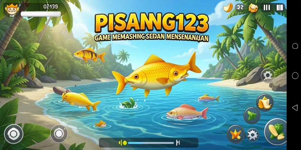 Screenshot PISANG123 menampilkan gameplay memancing yang mendebarkan.
