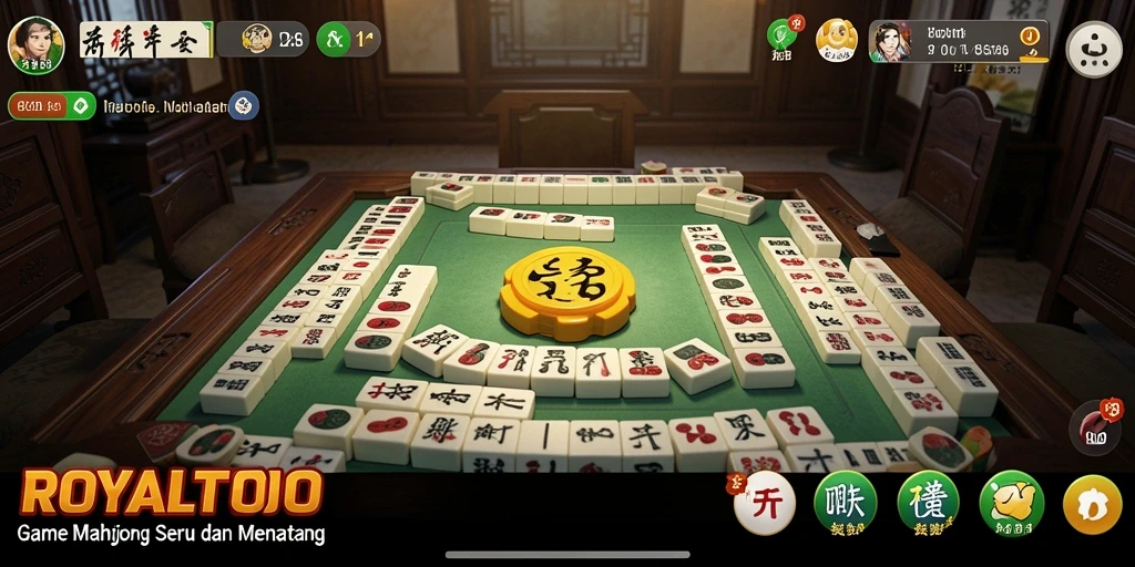 Tampilan gameplay seru dari ROYALTOTO yang menampilkan ubin Mahjong.