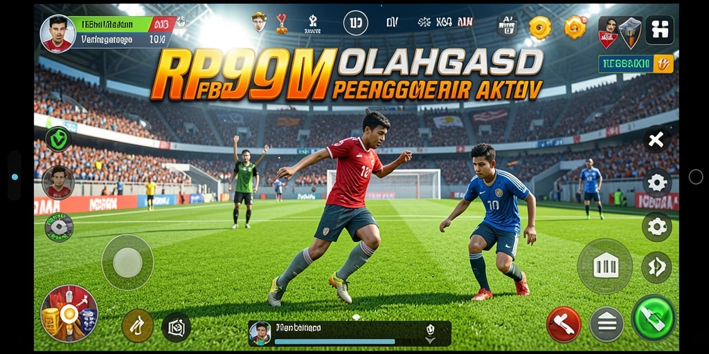 Screenshot utama RP99 menampilkan momen seru dalam pertandingan olahraga.